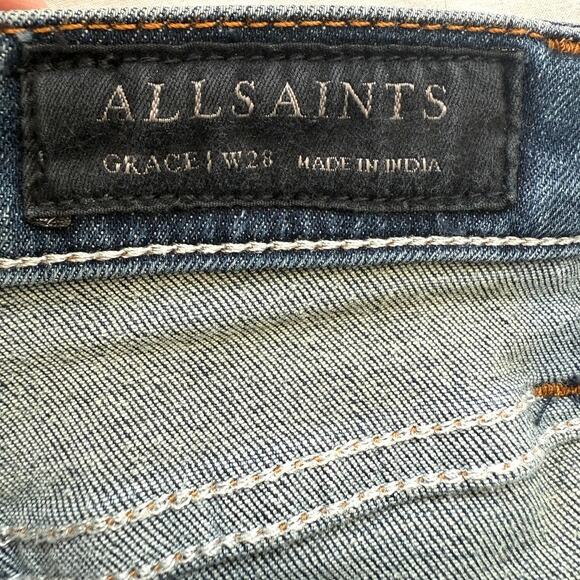 AllSaints Grace Skinny Jeans Blue Wash Denim Stretch Ankle W28 Women’s - Picture 4 of 5